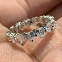 3.50Ct Heart Cut Diamond Eternity Engagement Wedding Ring 14K White Gold Finish - £78.97 GBP