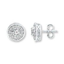0.75Ct Simulé Diamant Halo Solitaire Boucles D&#39;Oreilles 14k Plaqué or Blanc - £161.34 GBP