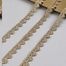 Golden Elegance Lace Trim - 5 Yards of Metallic Gold Embroidery Ribbon for Sewin - £30.51 GBP