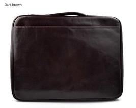 Leather folder document file folder A4 leather zipped folder bag dark brown  - £134.71 GBP