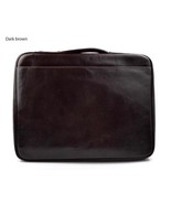 Leather folder document file folder A4 leather zipped folder bag dark br... - £135.72 GBP