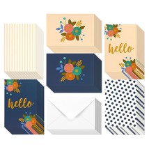 48 Pack Blank 4X6 Hello Notecards And Envelopes Set, Welcome Greeting Cards - £29.67 GBP