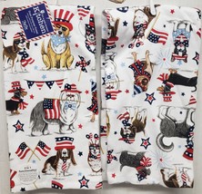 Set of 2 Same Printed Cotton Towels(16&quot;x26&quot;) PATRIOTIC DOGS &amp; AMERICAN F... - £11.59 GBP