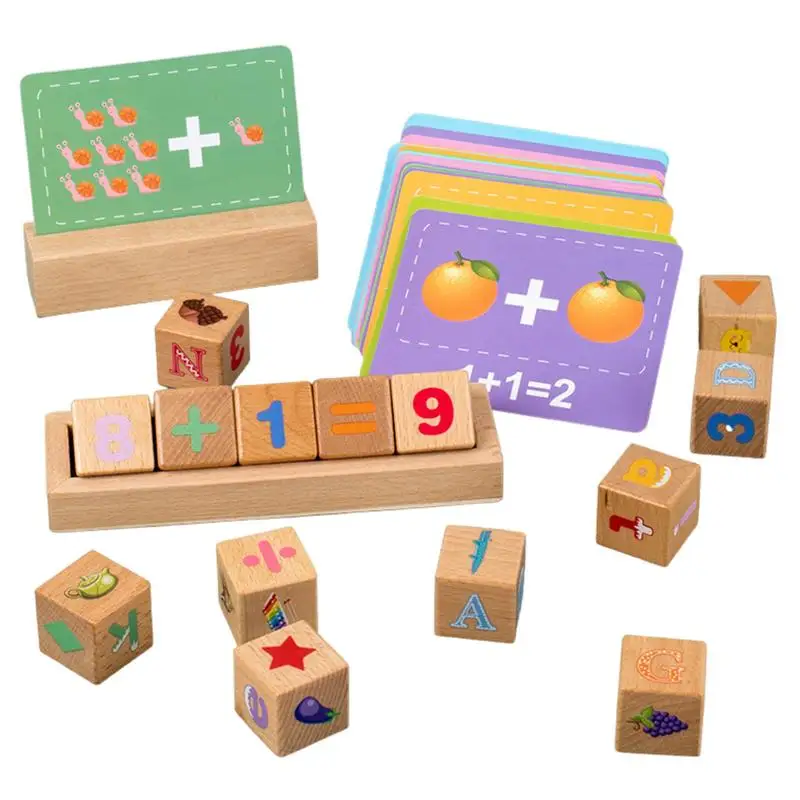Montessori Learning English Cards Alphabet Spelling Words Wooden Blocks Counting - £27.42 GBP+