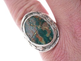 Sz11.5 40&#39;s-50&#39;s Navajo silver and turquoise ring - £138.05 GBP