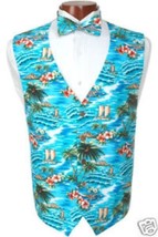 Ocean Blue Tropical Tuxedo Vest and Bowtie - £110.91 GBP