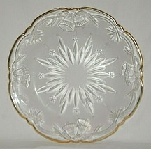 Christmas Frosted Glass Cookie Plate Platter Stars Bells Scalloped Gold ... - £98.60 GBP