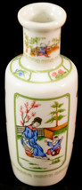 Miniature Japanese Porcelain Vase Lady &amp; Child - Butterflies - £10.38 GBP