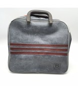 VTG Brunswick Bowling Ball Bag Faux Leather Gray Red Stripes Metal Ball ... - $26.00