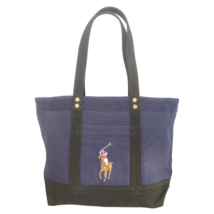 Polo Ralph Lauren Big Pony Canvas Tote Navy/Black $199 WORLWIDE SHIPPING - $147.51