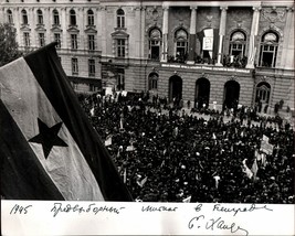 Photo Yugoslavia Flag Communism Rally Signed 1945 Original - £125.03 GBP