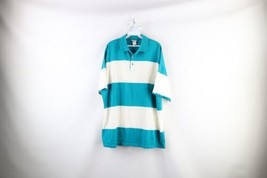 Vintage 90s Streetwear Mens XL Striped Color Block Baggy Fit Collared Po... - £34.11 GBP