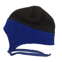 LL Bean Blue Black Winter Ear Flap Hat Size S/M Adjust USA - £12.72 GBP