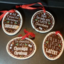 Chocolate Lovers Ceramic Ornaments Set 4 I’m Dreaming Of A Chocolate Christmas B - £7.84 GBP
