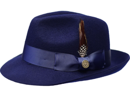 Men Bruno Capelo Fedora Hat Wool 100% Fine Australian Wool Marco MC941 Navy image 2