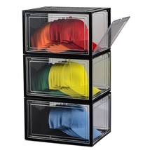 Hat Organizer Box For Baseball Caps, 3Pack Clear Plastic Hat Storage Wit... - £51.95 GBP