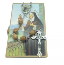 Saint Clare olive Wood Rosary Sacred Beads Jerusalem Necklace Oval Catholic Mary - £9.34 GBP