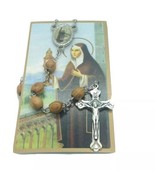 Saint Clare olive Wood Rosary Sacred Beads Jerusalem Necklace Oval Catho... - $16.29 CAD