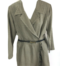 Vintage Dress EXPO Mod 10 MCM Plaid Houndstooth Checked Wrap fringe belted - £31.34 GBP