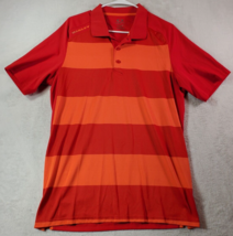 Oakley Polo Shirt Mens Size Large Red Orange Striped Short Sleeve Logo Collared - £12.54 GBP