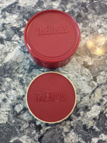 Primary image for VINTAGE 1984 THERMOS The Unbreakables Model 4414 Tan & Red cap and lid