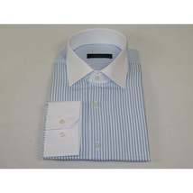 Men's Shirt MARCUZZI Turkey 100% Cotton Marc5 Blue Stripe White Collar and Cuffs image 4