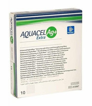 Aquacel AG+ Extra Silver Hydrofiber Wound Dressing 5cm x 5cm, 2"x2" x10 413566 - $47.95