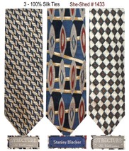 Lot of Men&#39;s Silk Ties - Structure (2), Stanley Blacker (1) 100% Silk Neckties - £11.77 GBP