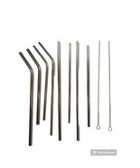 Stainless Steel Straw Set 10 Pc With Bag - £10.97 GBP
