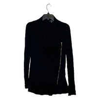 Market &amp; Spruce Womens Zip Top Size Small Black LS Stretch Blend Shirt - £17.12 GBP