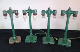 4 - Vintage Standard Gauge Double Pole Metal Street Lamps - 1940&#39;s, 7 in... - $39.95