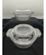 VTG Anchor Hocking Clear Glass Casserole Dishes w/ Lids 12 oz USA *SET O... - €23,24 EUR