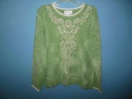 Ladies Alfred Dunner Green Sweater XLarge Embroidered Accents - £11.78 GBP