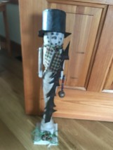 Tall Painted Wood Architectural Repurposed Snowman Christmas Floor Decor... - $19.39