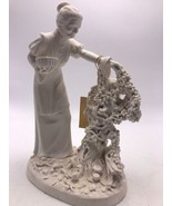 Statue Figurine Italy Signed L Toni Woman Harvest Basket Fruit Grapes Vi... - £32.46 GBP