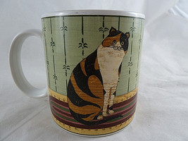 Warren Kimble Cat Mug Calico Cat on Rug Sakura Stoneware Cup NICE! - $13.85