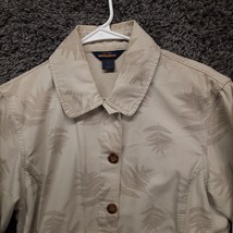 Woolrich Jacket Women Small Gray  Button Up Collared Lighweight Coat Palm Print - £14.80 GBP