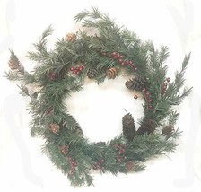 Home For ALL The Holidays 17 Inch Red Berry and Pine Cones Candle Ring/Wreath - £31.65 GBP