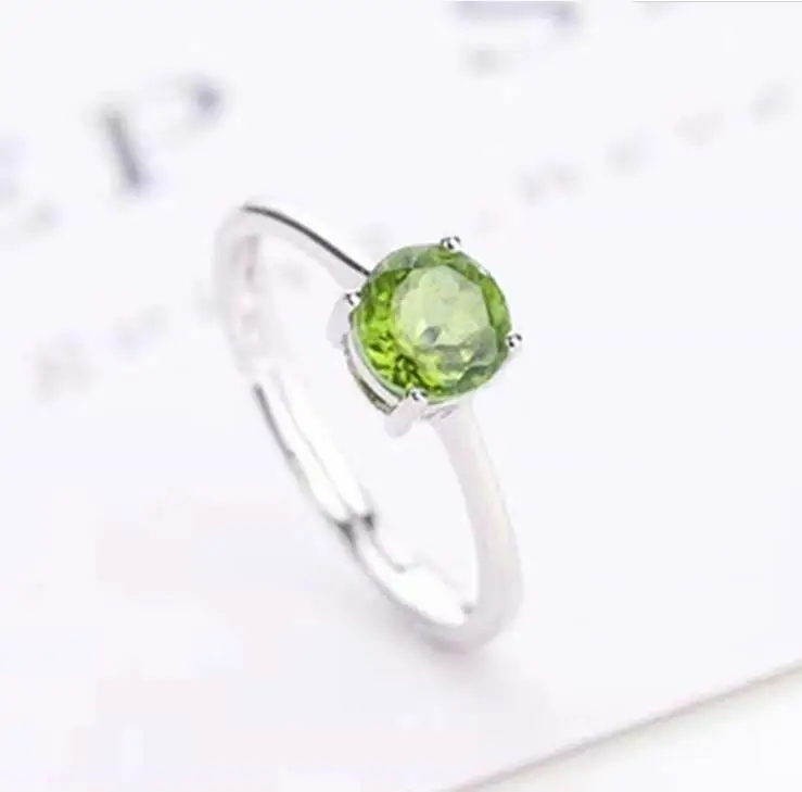 925 silver with natural imported candy tourmaline gemstone ring Colorful color P - £55.71 GBP