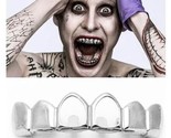 Custom Fit Silver Plated Joker Teeth Open Face Grillz Caps Top &amp; Bottom Set - $12.86