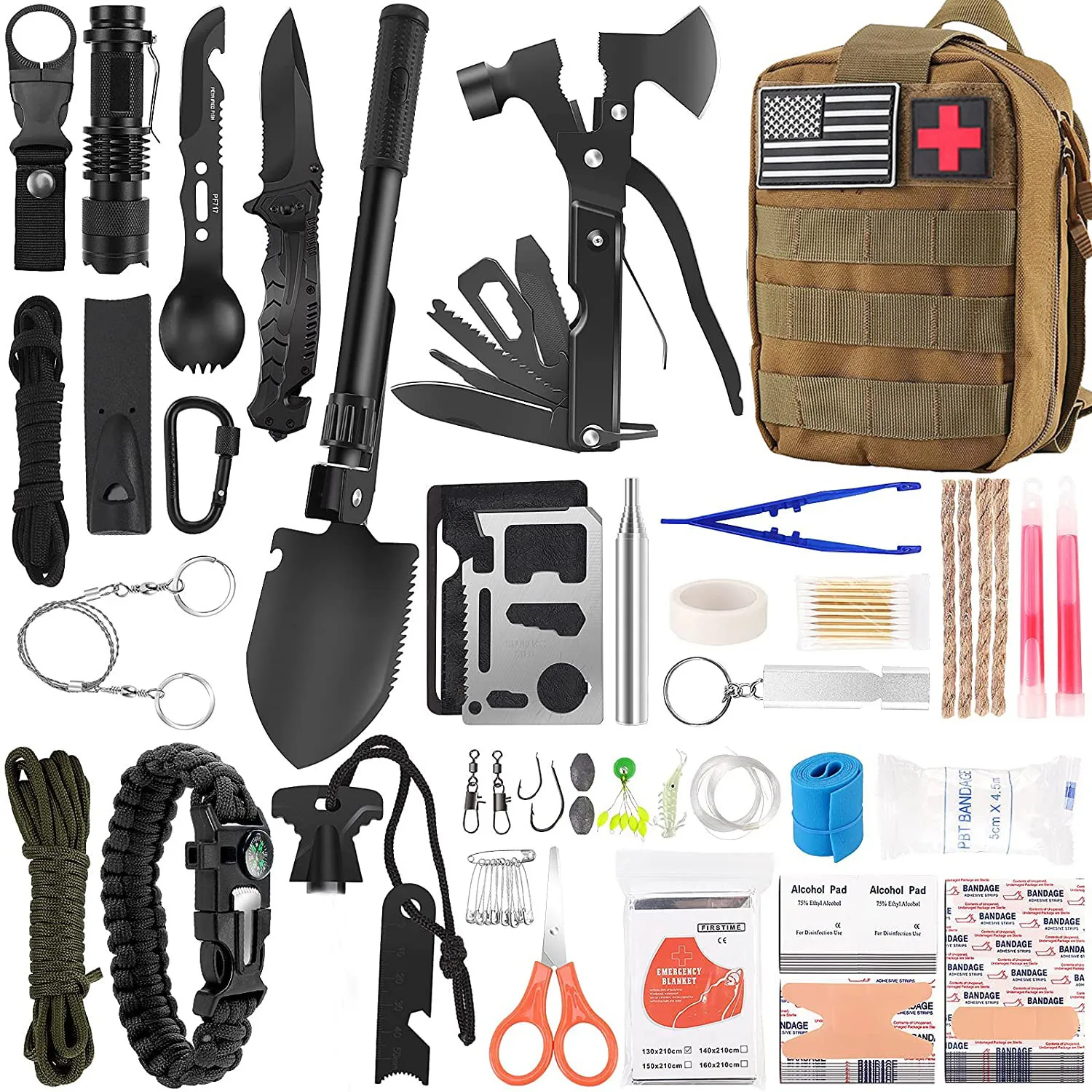 Survival First Aid Kit 142Pcs IFAK Molle System Compatible Outdoor Gear - £89.86 GBP+
