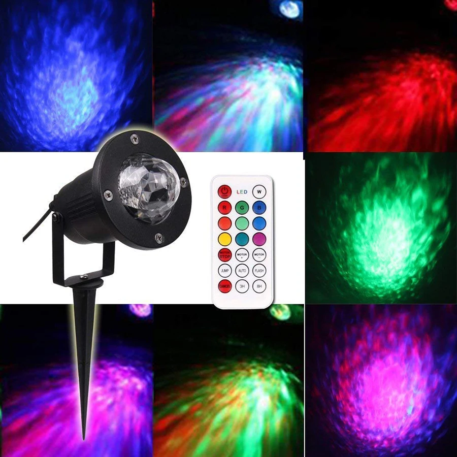 Outdoor 7 Colors RGBW LED Water Wave Ripple Effect Stage Light laser projector l - £122.76 GBP