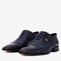 The Rockwell Handmade Navy Blue Leather Cap Toe Men Oxford Shoe image 2