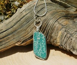Green Amazonite Sterling Silver Pendant Necklace to Calm Energy Relieve ... - £31.90 GBP