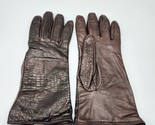 Brown Leather Gloves Wool Lined Gauntlet Shaped Size 8 Made in Italy 9.75&quot; - £19.32 GBP