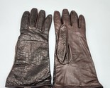 Brown Leather Gloves Wool Lined Gauntlet Shaped Size 8 Made in Italy 9.75&quot; - $24.18