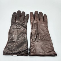 Brown Leather Gloves Wool Lined Gauntlet Shaped Size 8 Made in Italy 9.75&quot; - £19.02 GBP