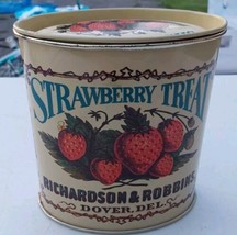 Vintage Strawberry Treat Tin Richardson &amp; Robbins Dover Oval Bristol War... - £9.35 GBP