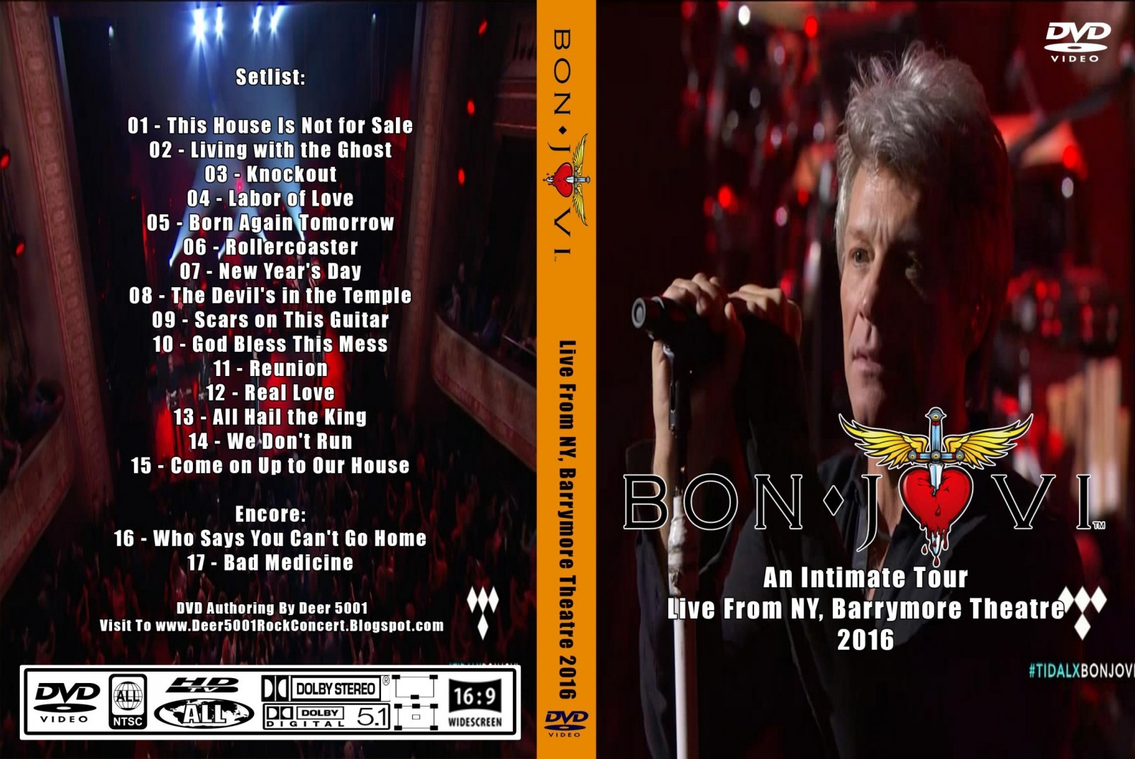 Bon Jovi Live in New York 2016 DVD Pro-Shot Barrymore Theatre 10-20-2016... - $20.00