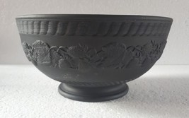 Antique English Black Basalt Porcelain Bowl Strawberry Vine - £154.84 GBP